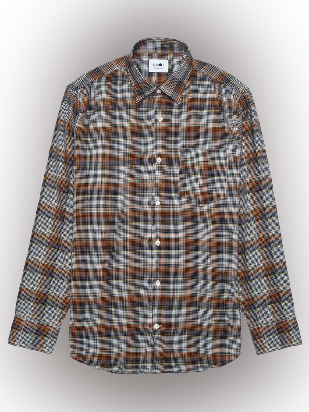 NN07 No Nationality Shirt Mens L Errico Houndstooth Check Plaid Button Up Preppy